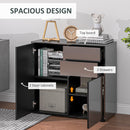 Credenza Moderna con 2 Armadietti e 2 Cassetti con Apertura a Pressione 79x36x74 cm  Nero Lucido