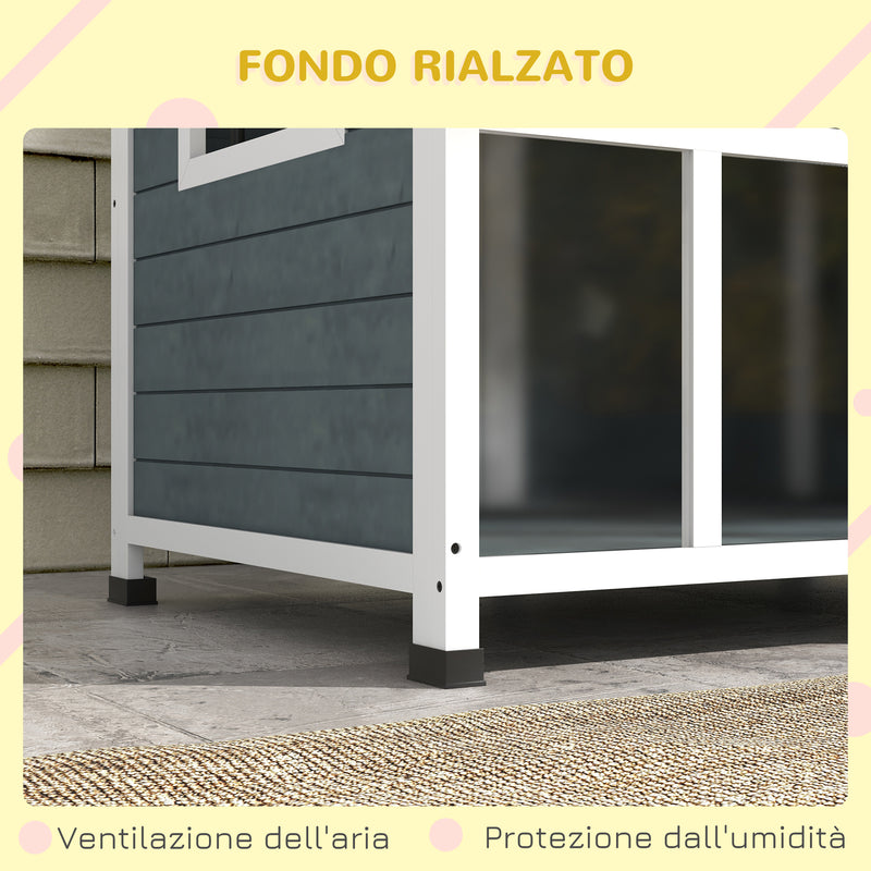 Cuccia per Cani Taglia Media da Esterno con Tetto Apribile 101x66,5x70,5 cm in Legno Grigio
