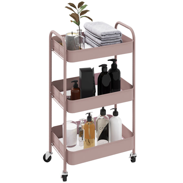 online Carrello da Cucina a 3 Livelli 45x30,6x79 cm in Acciaio Rosa