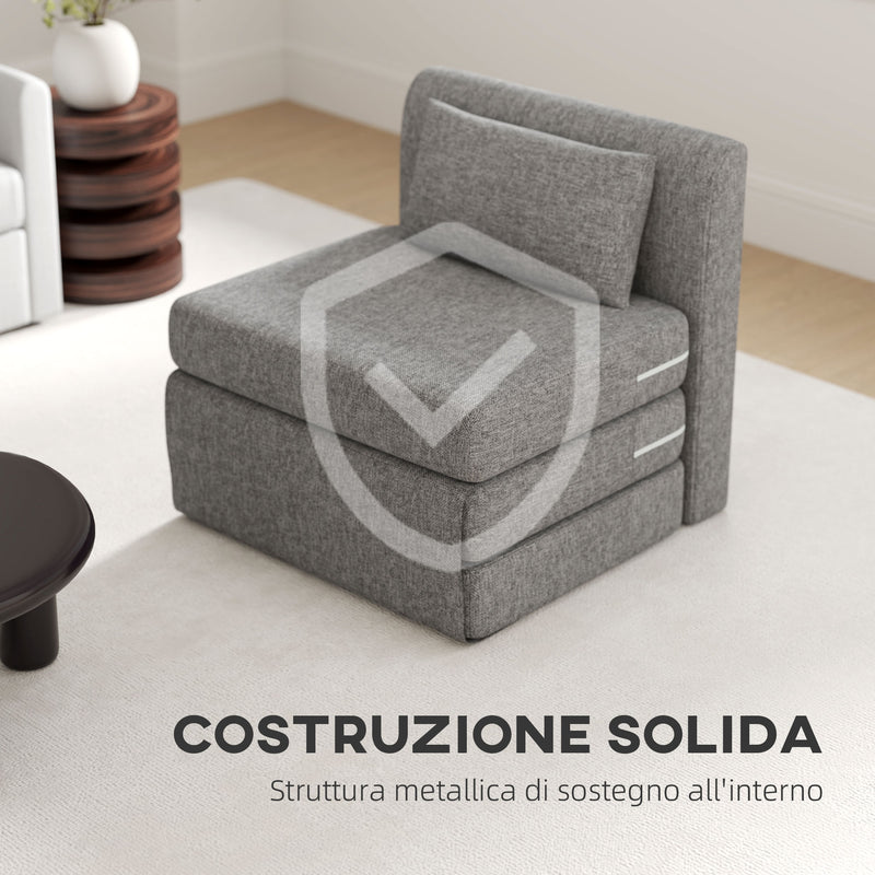 Poltrona Letto Singolo da Terra Salvaspazio 80x75x74 cm in Tessuto Grigio 