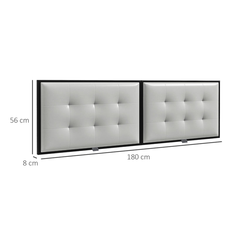 Testiera Letto Matrimoniale in Microfibra Imbottita Trapuntata a Bottoni per Letti da 180cm  Grigio Chiaro