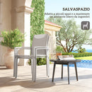 Set 2 Sedie da Giardino Impilabili 56x58x89 cm in Acciaio e Textilene Grigio Chiaro  