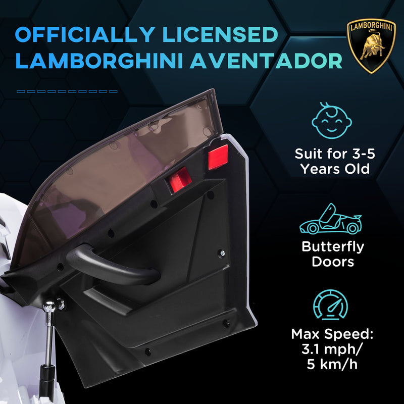 Macchina Elettrica per Bambini 12V con Licenza Lamborghini Aventador SVJ Roadster Bianco