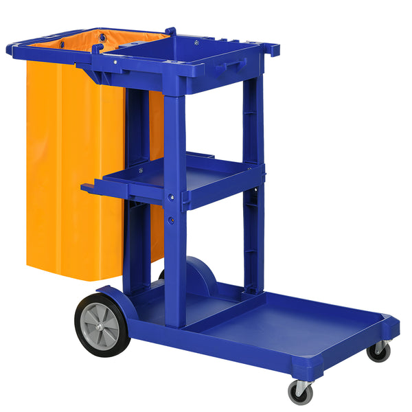 Carrello Pulizie 3 Ripiani Sacco da 100L 121x50,5x96,5 cm Blu Giallo e Grigio online