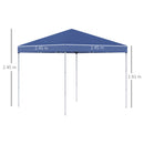 Gazebo Pieghevole da Giardino 2,45x2,45x2,45m in Acciaio e Tessuto Oxford Blu
