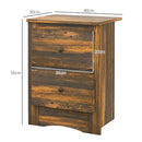 Comodino 2 Cassetti Stile Rustico 40x30x56 cm Marrone  