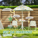 Set da Giardino per Bambini 2-5 Anni con Tavolino 2 Sedie e un Ombrellone Bianco    