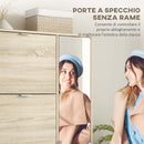 Scarpiera 4 Cassetti Ribaltabili e 2 Armadietti con Specchio 16 Paia di Scarpe 82x30x168 cm Rovere  