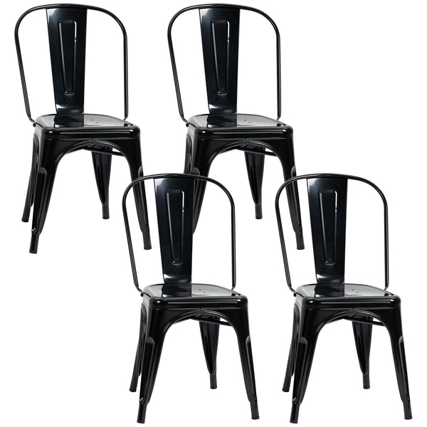 sconto Set 4 Sedie da Cucina Impilabili 53x45x85 cm in Acciaio Nero