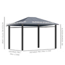 Gazebo da Giardino 3,6x3m Tetto in Policarbonato Grigio