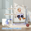 Scivolo per Bambini 4 in 1 con Altalena Canestro Arrampicata 147,5x160x107 cm Azzurro Chiaro  