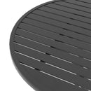 Tavolo da Giardino Rotondo Ø66x71,5 cm con Piano a Doghe in Acciaio Nero