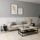 Set da 2 Tavolini da Caffè 40x40x45 cm con Vano Porta Oggetti in Truciolato e Acciaio Nero e Quercia