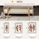 Panca Fondoletto Stile Boho 120x38x61,5 cm Seduta Effetto Lino Braccioli in Rattan Crema 