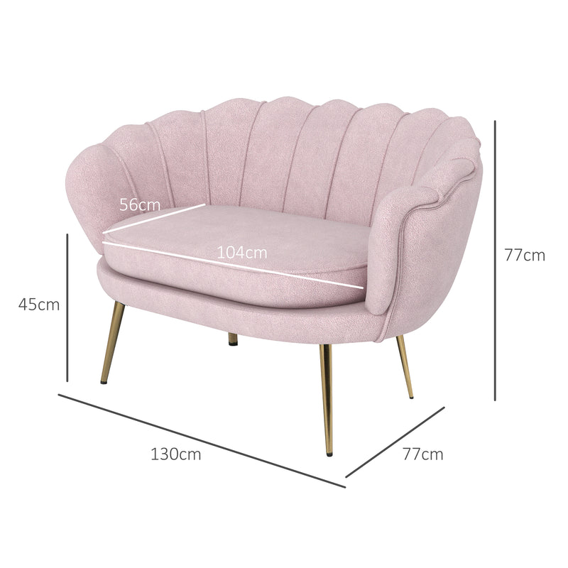 Divano 2 Posti 130x77x77 cm in Velluto Rosa  