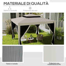 Gazebo da Giardino 300x300 cm con Zanzariera Doppio Tetto e 8 Fori in Acciaio e Poliestere Bianco Crema  