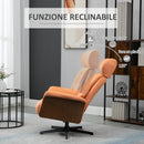 Poltrona Reclinabile e Girevole 80x84x104 cm in Microfibra Arancione