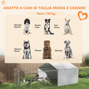 Recinto per Cani Taglia Media e Grande fino a 3 kg 400x230x150 cm Porta Ciotole Girevole Argento   