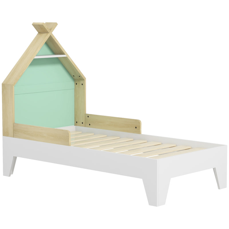 Struttura Letto Singolo per Bambini 144x74x110 cm Casetta con Sponde in Legno Verde  