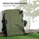 Sedia da Pesca Pieghevole con Poggiapiedi Rimovibile 140x81x63 cm in Poliestere e Acciaio Nero e Verde