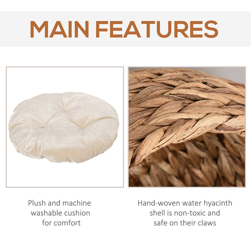 Cuccia per Gatti Rialzata con Cuscino 50x42x60 cm in Giacinto d'Acqua e Ferro Marrone