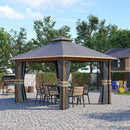Gazebo da Giardino 3x4m con Tende e Zanzariere Grigio e Marrone