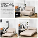 Poltrona Letto 3 in 1 con Schienale Reclinabile in 6 Posizioni 94x78x80 cm  Beige