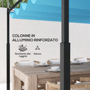 Gazebo da Giardino Pergola 390x390x223 cm con Tettuccio Retrattile 8 Viti e 8 Picchetti in Alluminio Poliestere e Metallo Bianco     
