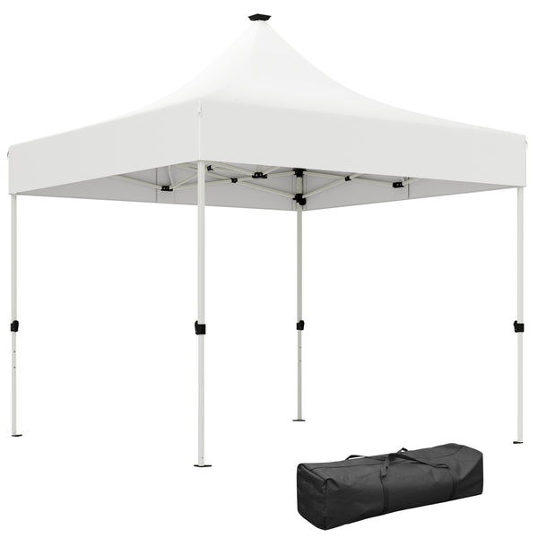 Gazebo da Giardino Pop Up 300x300x340 cm con Luci LED Solari e Altezza Regolabile Bianco online
