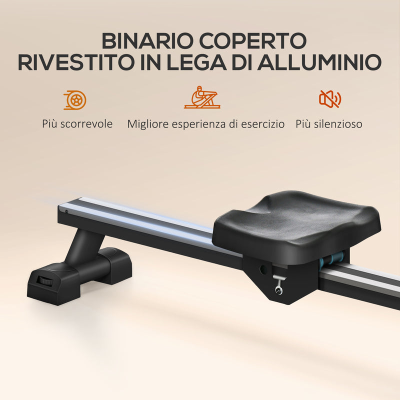 Vogatore ad Acqua Pieghevole 6 Livelli di Resistenza 190x50x65 cm Nero e Rosso  