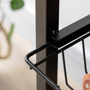 Mobile Cucina con 5 Ganci 3 Ripiani 4 Cestelli 83,5x39x133 cm in MDF e Acciaio Marrone