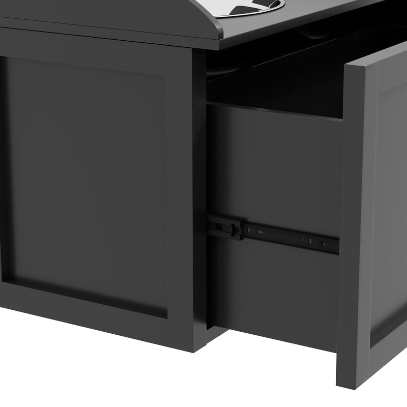 Ciotole per Cani Rialzate 60x30x36 cm in Acciaio Inox e Legno con Cassetto Nero   