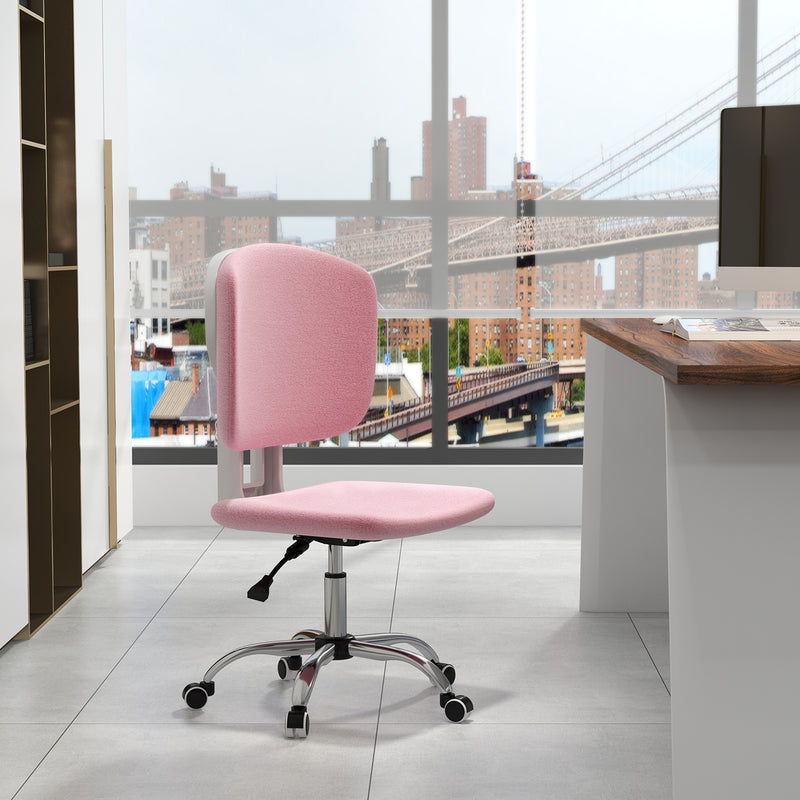 Sedia da Ufficio Operativa 48x53x80-90 cm in Tessuto Effetto Lino Rosa