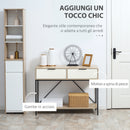 Tavolo Consolle Ingresso con 2 Cassetti e Ripiano Inferiore 100x33,5x76,5 cm in MDF Truciolato e Acciaio