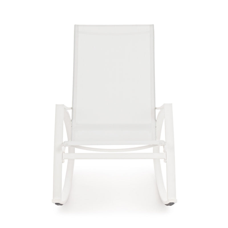 Sedia a Dondolo da Giardino 60x100x95 cm in acciaio Telma bianco