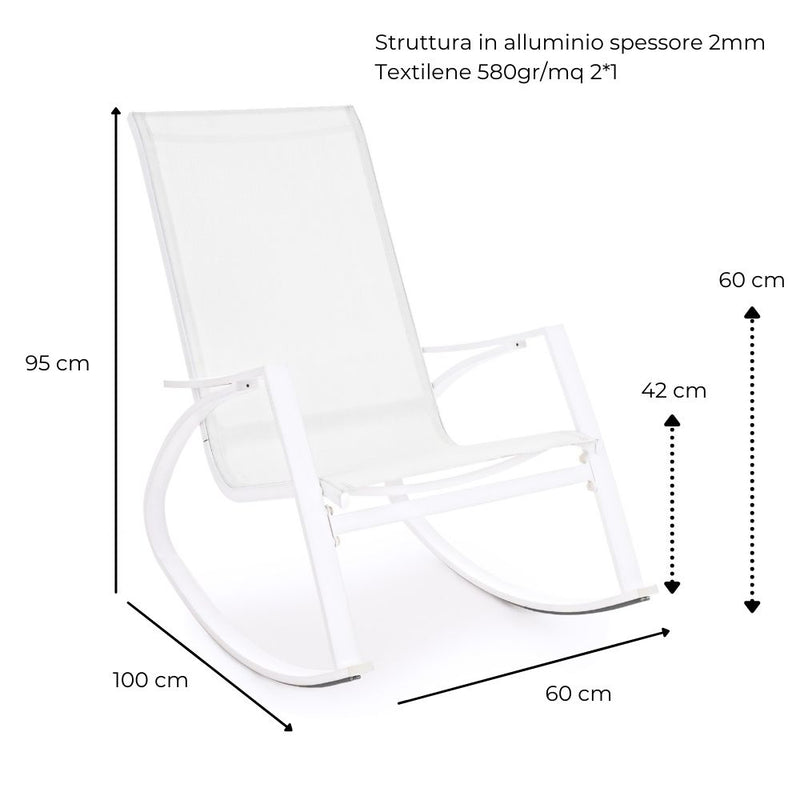 Sedia a Dondolo da Giardino 60x100x95 cm in acciaio Telma bianco