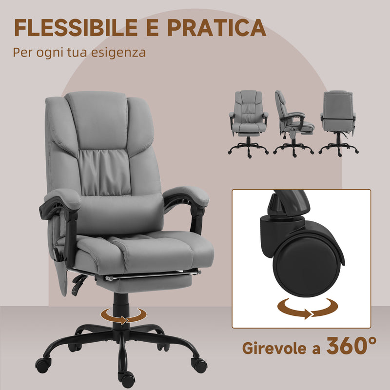 Sedia Operativa da Ufficio Massaggiante e Reclinabile 66x75x112-122 cm Grigio 