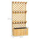 Fioriera Rettangolare con Traliccio per Piante Rampicanti 76x33x177 cm Fori di Drenaggio e 2 Mensole in Legno di Abete  