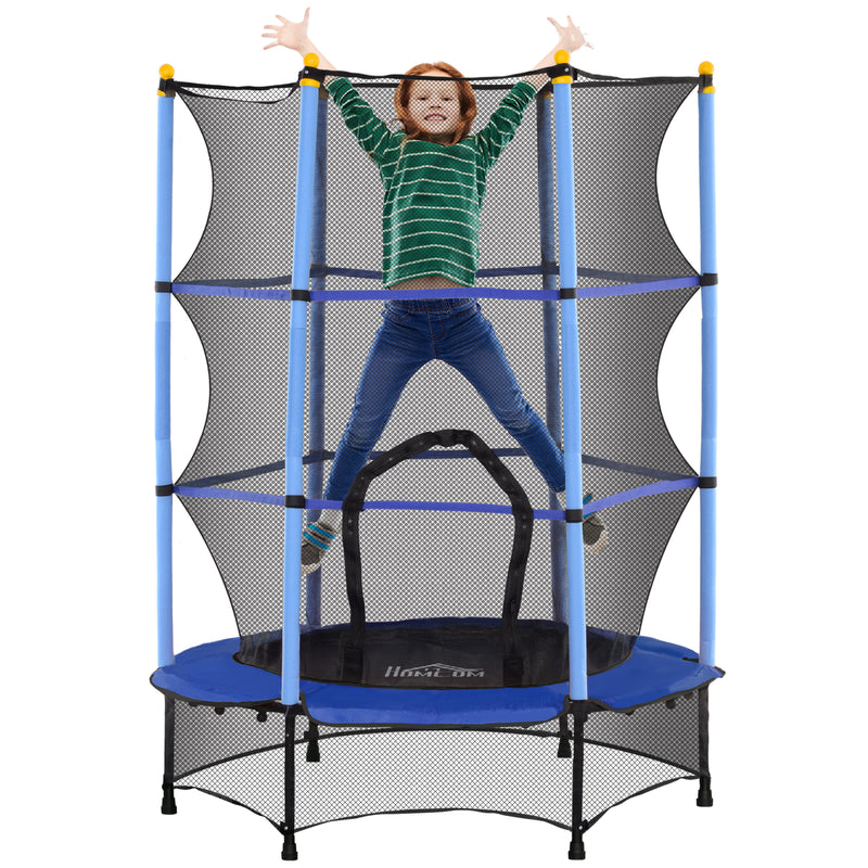 Trampolino Elastico per Bambini da 3 Anni Ø140 cm con Rete di Protezione Blu e Nero 