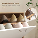 Mobile Guardaroba per Ingresso con Specchio Appendiabiti e Scarpiera Regolabile 90x24x177 cm Bianco e Noce  