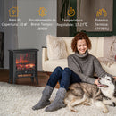 Camino Elettrico da Pavimento 1800W con Fiamma a 3 Intensità 36x21x47 cm Nero 