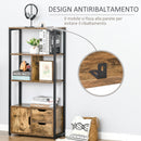 Libreria 3 Ripiani 2 Cassetti 1 Anta 58x24x122 cm in Truciolato e Metallo Nero e Legno