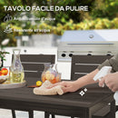 Set da Giardino con Tavolo da Pranzo Rettangolare e 6 Sedie Impilabili Marrone     