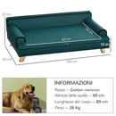 Cuccia Divano per Cani Grandi Sfoderabile e Lavabile 100x62x32 cm Verde 