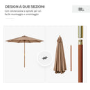 Ombrellone da Giardino Ø300x250H cm Palo in Legno e 8 Stecche Cachi  