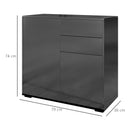 Credenza Moderna con 2 Armadietti e 2 Cassetti con Apertura a Pressione 79x36x74 cm  Nero Lucido