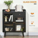 Armadietto 2 Ante con Ripiano Regolabile e Spazi Aperti  80x40x94,3 cm in MDF e Legno Nero