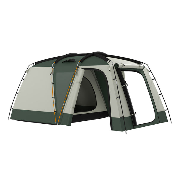 Tenda da Campeggio 4 Posti Impermeabile con Zona Notte e Zona Giorno 460x300x200 cm in Poliestere Verde sconto
