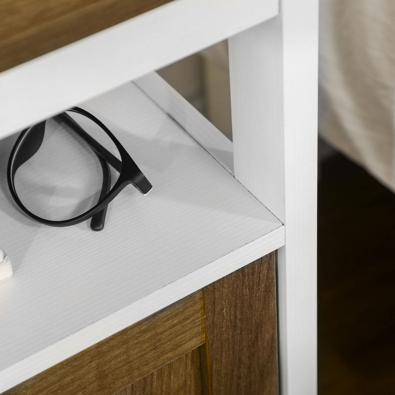 Comodino 1 Anta 1 Ripiano 38,5x35x59,7 cm in Legno Truciolare Bianco