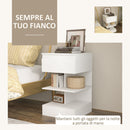 Comodino 39x39x65 cm 2 Ripiani 1 Cassetto in Truciolato Bianco